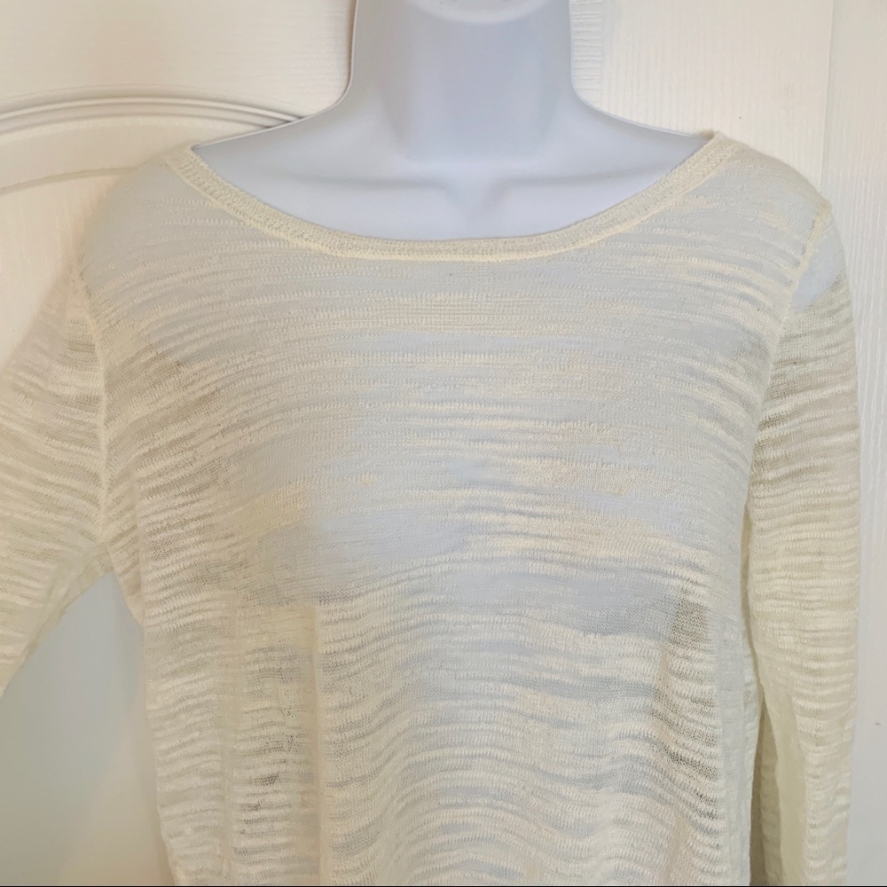 2/$10 Joie Horizontal Squiggle Stripe Sheer Blouse - Picture 3 of 7